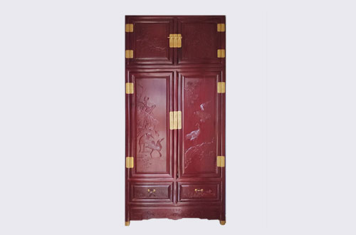 大朗镇高端中式家居装修深红色纯实木衣柜
