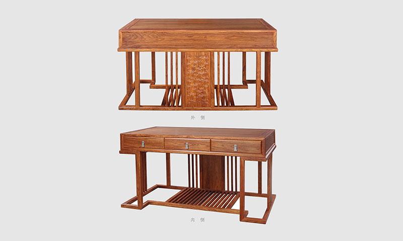 大朗镇 别墅中式家居书房装修实木书桌效果图